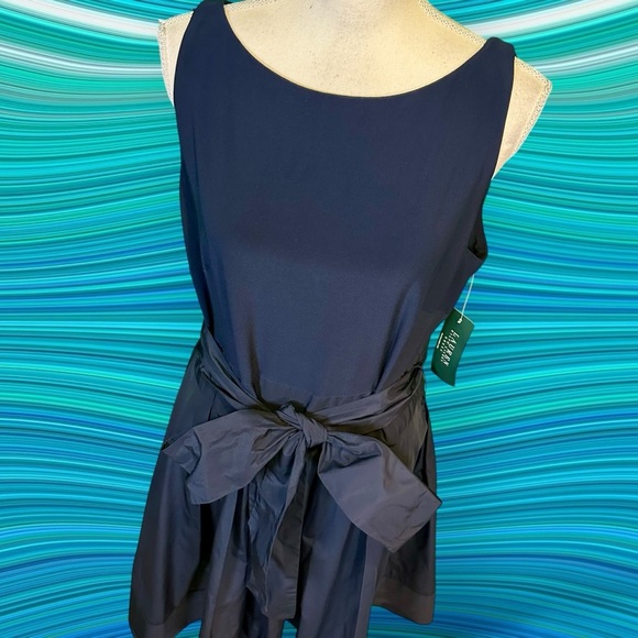 NWT Lauren Ralph Lauren ‘Taffeta-Skirt Dress’ in “Lighthouse Navy” Plus Size 16 - Picture 15 of 16
